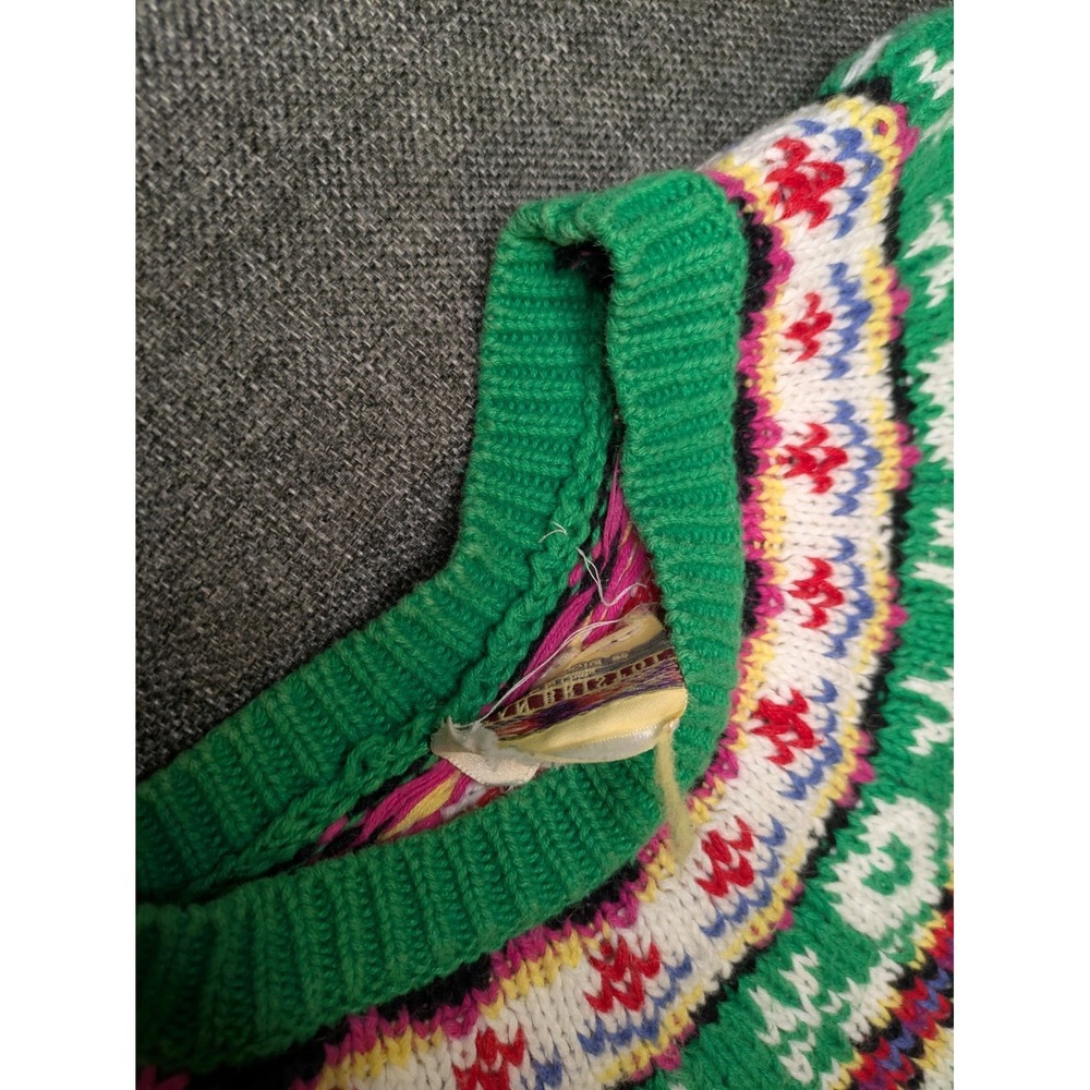 Vintage Susan Bristol Sweater Medium Green Festive Bohemian Knit‎ Sweatshirt - Picture 5 of 9